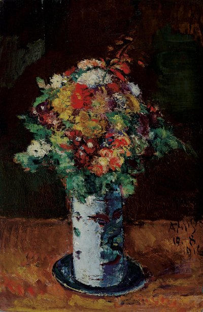 Bouquet of Flowers in a Jug on a Plate by Anton Faistauer